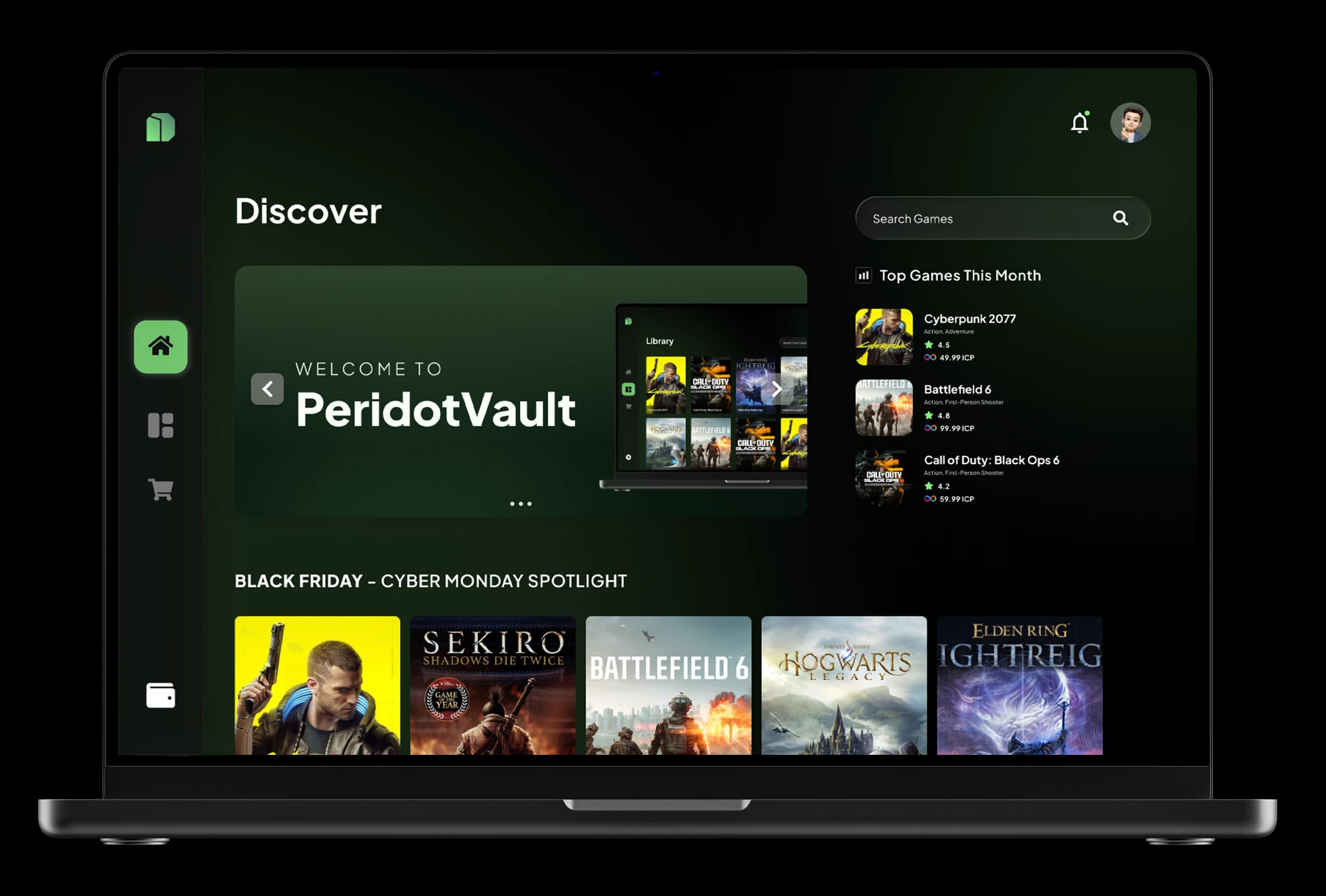 Mockup Home Page PeridotVault Desktop